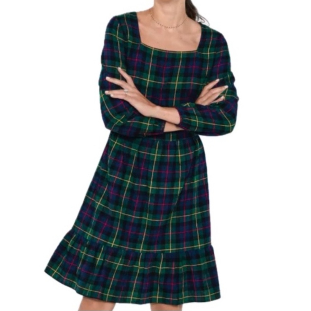 THE CHILDREN’S PLACE Matching Family Green Flannel Plaid  Tiered Dress Size XXL